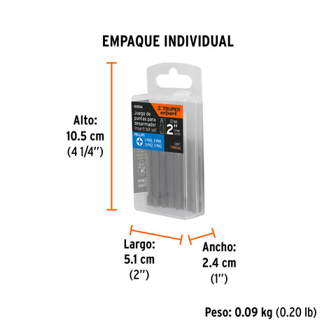 Estuche con 7 puntas de cruz combinadas largo 2', Expert | PUN-7PH2 | 100504