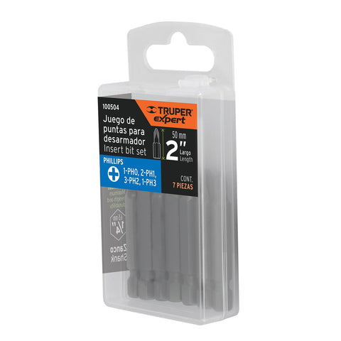 Estuche con 7 puntas de cruz combinadas largo 2', Expert | PUN-7PH2 | 100504