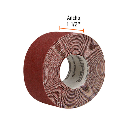 Rollo de 5 m de lija para plomero grano 100 ancho 1-1/2' | LIPL-100-1-1/2X5 | 100569