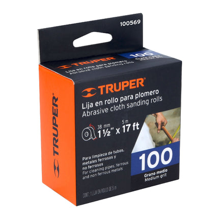 Rollo de 5 m de lija para plomero grano 100 ancho 1-1/2' | LIPL-100-1-1/2X5 | 100569