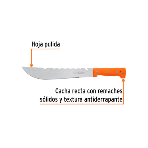 Machete rambo 12', cacha remachada naranja, TRUPER | T-460-12 | 100654