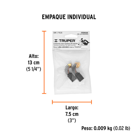 Bolsa con 2 carbones de repuesto para LIBA-4X24N3, TRUPER | CB-LB-4X24N3 | 100666