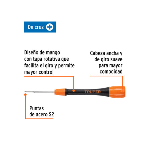 Desarmador de precisión de cruz PH000 mango ergonómico | JOY-C03 | 100668