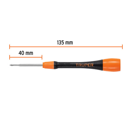 Desarmador de precisión de cruz PH0 mango ergonómico, Truper | JOY-C0 | 100670