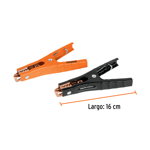 Blíster con 2 caimanes para cables pasa corriente, Truper | CAIMAN-T | 100777