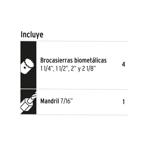Juego de 4 brocasierras bimetálicas y 1 mandril, Expert | KITB-5X | 100815
