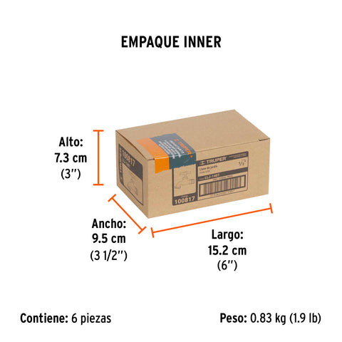 Llave p/manguera, de latón, 140g, 1/2', granel, TRUPER | LLJ-140T | 100817