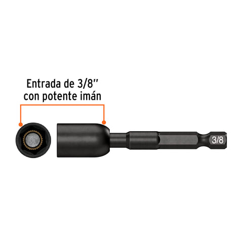 Estuche con 4 dados magnéticos de impacto 3/8' largo 2-1/2' | PUDE-9027I | 100822