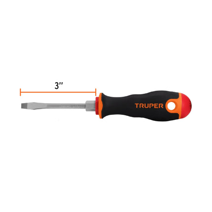Desarmador plano 3/16' x 3' mango Comfort Grip, Truper | DR-3/16X3B | 100831