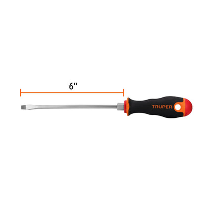 Desarmador plano 3/16' x 6' mango Comfort Grip, Truper | DR-3/16X6B | 100832