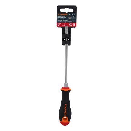 Desarmador plano 3/16' x 6' mango Comfort Grip, Truper | DR-3/16X6B | 100832