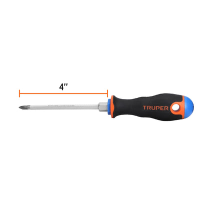 Desarmador de cruz 3/16' x 4' mango Comfort Grip, Truper | DP-3/16X4B | 100836