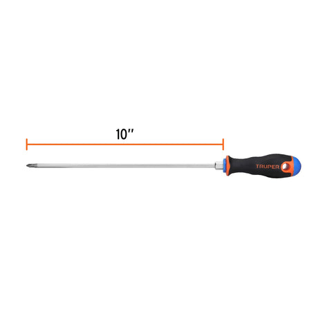 Desarmador de cruz 3/16' x 10' mango Comfort Grip, Truper | DP-3/16X10B | 100837