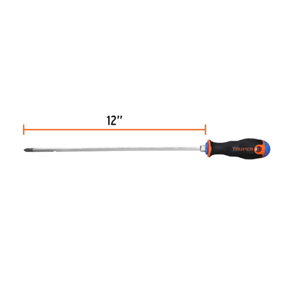 Desarmador de cruz 1/4' x 12' mango Comfort Grip, Truper | DP-1/4X12B | 100838