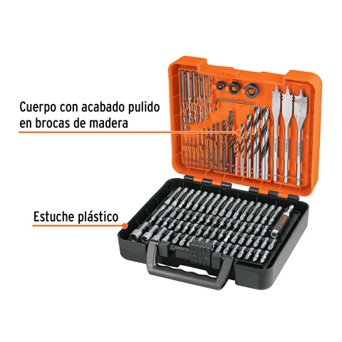 Juego de 100 brocas y puntas en estuche plástico, Truper | JBPUN-100 | 100872