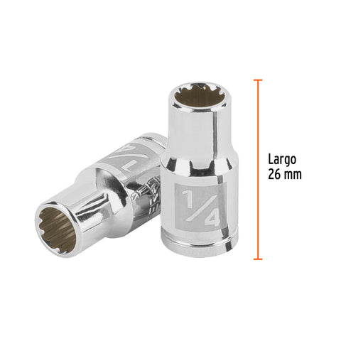 Dado de 1/4', 12 puntas, cuadro 1/4', Truper | D-1408-B | 100875