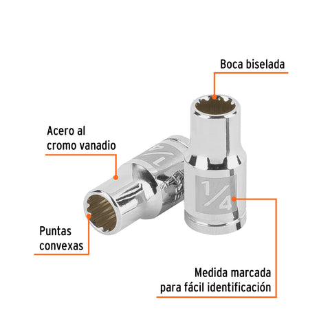 Dado de 1/4', 12 puntas, cuadro 1/4', Truper | D-1408-B | 100875