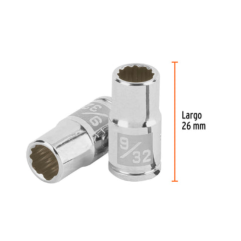 Dado de 9/32', 12 puntas, cuadro 1/4', Truper | D-1409-B | 100876