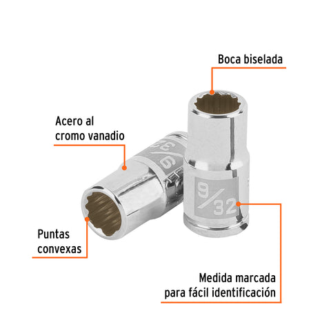 Dado de 9/32', 12 puntas, cuadro 1/4', Truper | D-1409-B | 100876