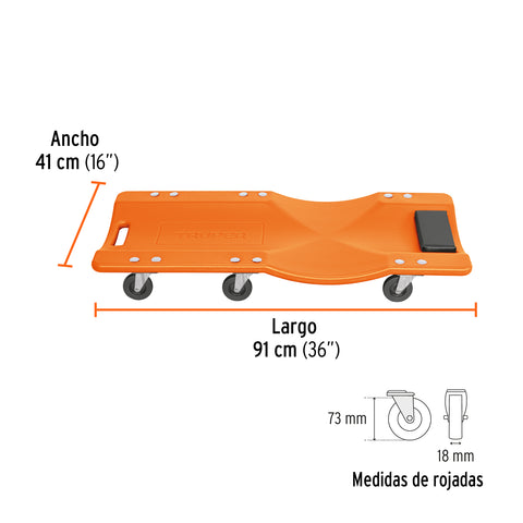 Cama de plástico 36' para mecánico, Truper | CATA-36P | 100903