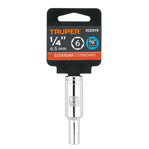 Dado largo de 1/4', 6 puntas, cuadro 3/8', Truper | D-3808-HL | 100919