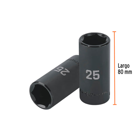 Dado largo impacto de 25 mm, 6 puntas, cuadro 1/2', Truper | D-7325-ML | 100924