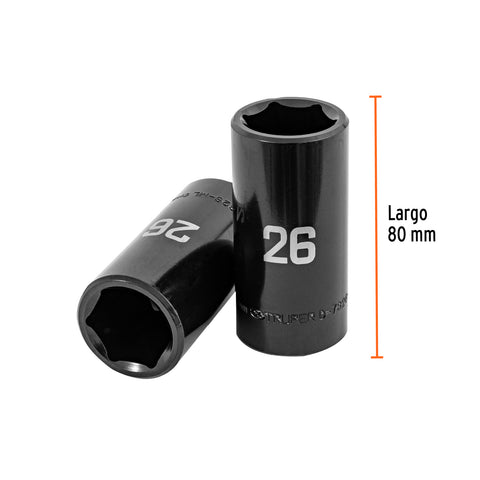 Dado largo impacto de 26 mm, 6 puntas, cuadro 1/2', Truper | D-7326-ML | 100925