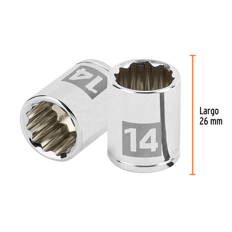 Dado de 14 mm, 12 puntas, cuadro 1/4', Truper | D-1414-BM | 100953