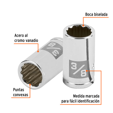 Dado de 3/8', 12 puntas, cuadro 1/4', Truper | D-1412-B | 100961