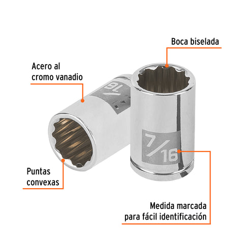 Dado de 7/16', 12 puntas, cuadro 1/4', Truper | D-1414-B | 100962