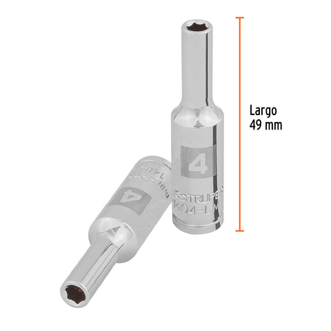 Dado largo de 4 mm, 6 puntas, cuadro 1/4', Truper | D-1404-LM | 100968