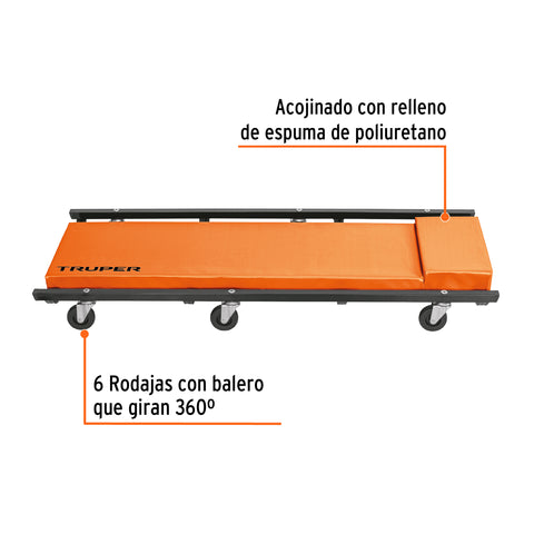 Cama de acero 40' para mecánico, Truper | CATA-40 | 10097