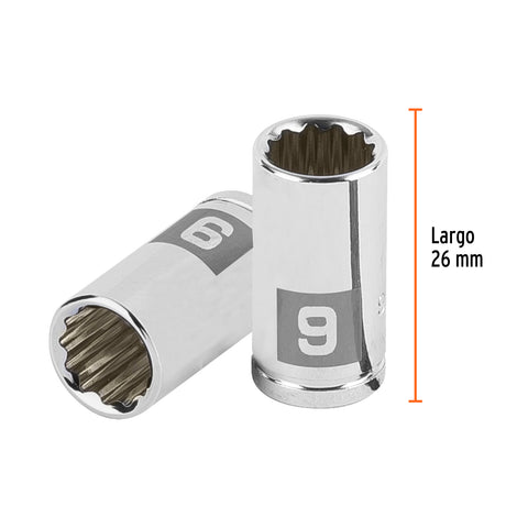 Dado de 9 mm, 12 puntas, cuadro 1/4', Truper | D-1409-BM | 100981