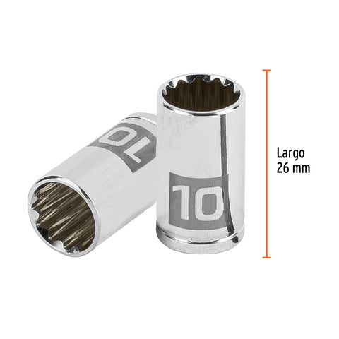 Dado de 10 mm, 12 puntas, cuadro 1/4', Truper | D-1410-BM | 100982