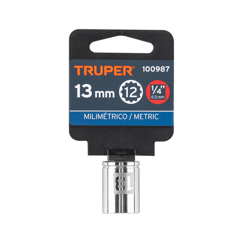 Dado de 13 mm, 12 puntas, cuadro 1/4', Truper | D-1413-BM | 100987