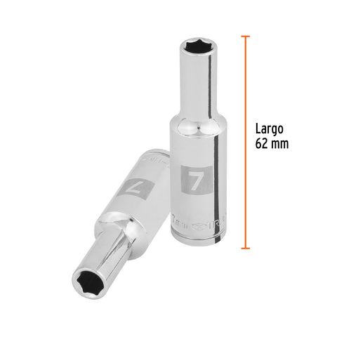 Dado largo de 7 mm, 6 puntas, cuadro 3/8', Truper | D-3807-HM-L | 100992
