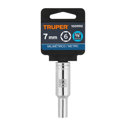 Dado largo de 7 mm, 6 puntas, cuadro 3/8', Truper | D-3807-HM-L | 100992