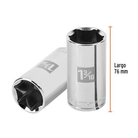 Dado largo de 1-3/16', 6 puntas, cuadro 1/2', Truper | D-1238-HL | 100999