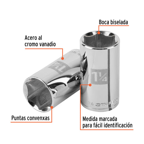 Dado largo de 1-1/4', 6 puntas, cuadro 1/2', Truper | D-1240-HL | 101000