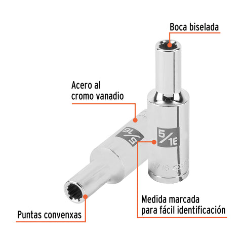 Dado largo de 5/16' 12 puntas, cuadro 1/2', Truper | D-1210-EL | 101001