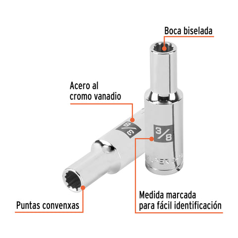 Dado largo de 3/8' 12 puntas, cuadro 1/2', Truper | D-1212-EL | 101002