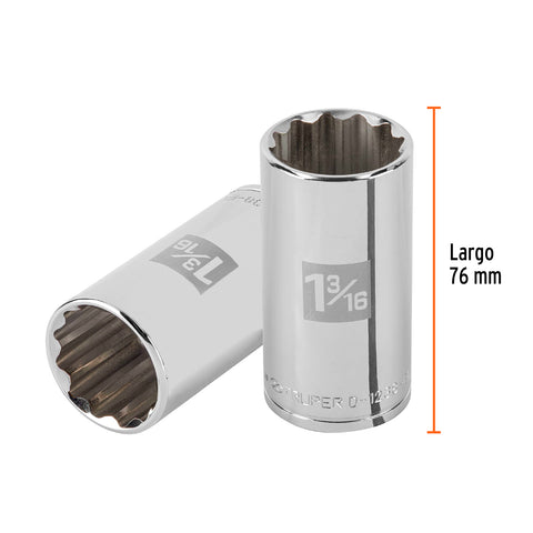 Dado largo de 1-3/16' 12 puntas, cuadro 1/2', Truper | D-1238-EL | 101004