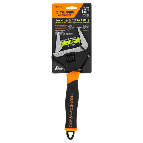 Llave ajustable (perico) 12' boca ancha Comfort Grip, Expert | PET-12XA | 101036