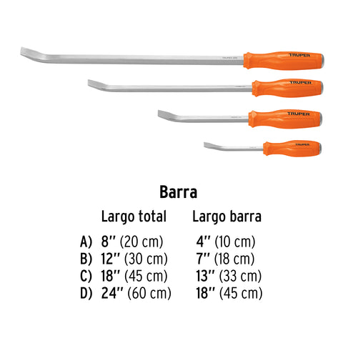 Juego con 4 barras de palanca, Truper | BAPA-J4 | 101047