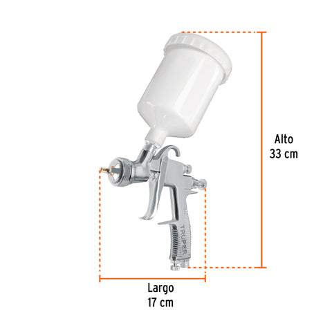 Pistola p/pintar gravedad LVLP vaso plástico, 1.4 mm, Truper | PIPI-450 | 101090