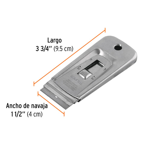 Raspador de acero inoxidable con cuchillas de 1-1/2', TRUPER | RASP-3 | 101100