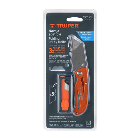 Navaja abatible 6' cuerpo de aluminio y acero inox, Truper | NV-6X | 101101
