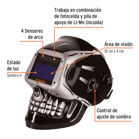 Careta electrónica p/soldar, panel digital, calavera, 9 a 13 | CAREL-913C | 101111
