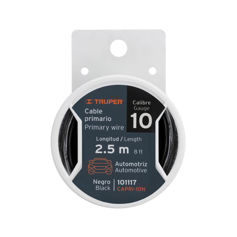 Carrete con 2.5 m de cable primario negro calibre 10, Truper | CAPRI-10N | 101117