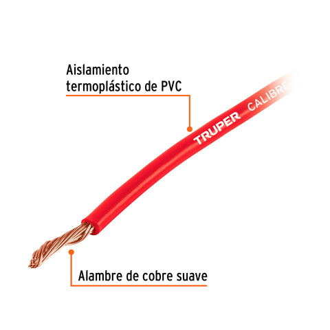Carrete con 9 m de cable primario rojo calibre 16, Truper | CAPRI-16R | 101121